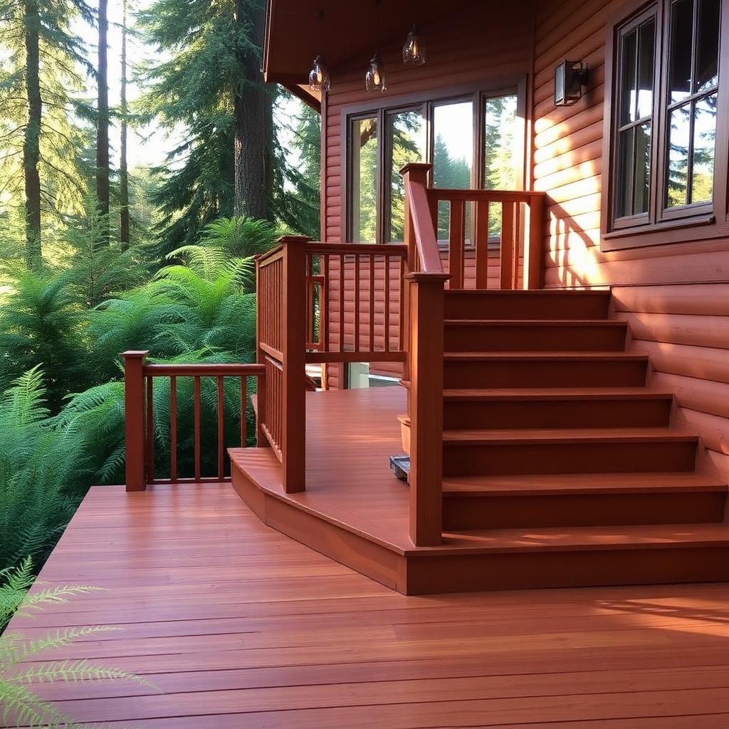 Cedar deck and stairs stained